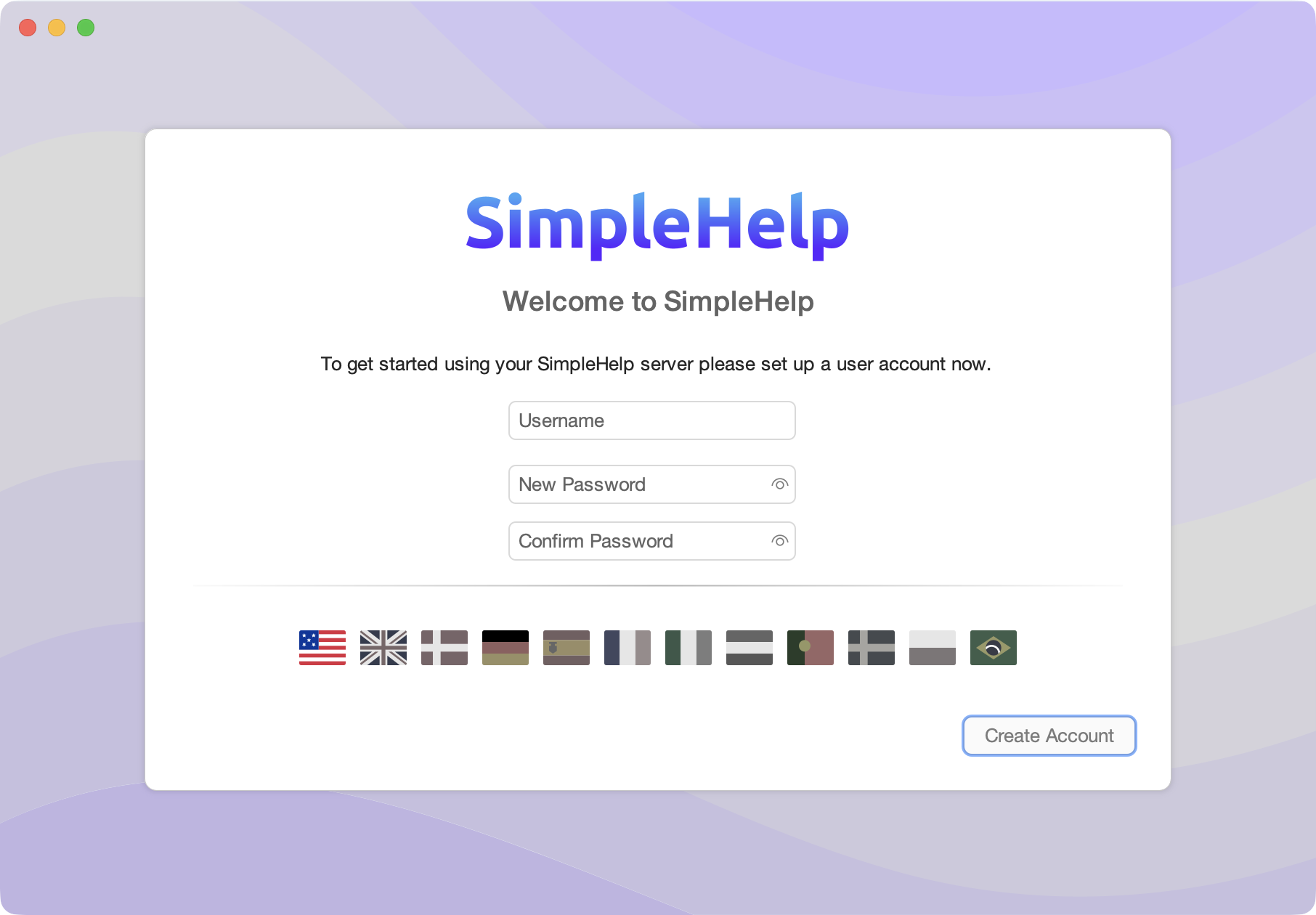 Welcome Dialog Screenshot