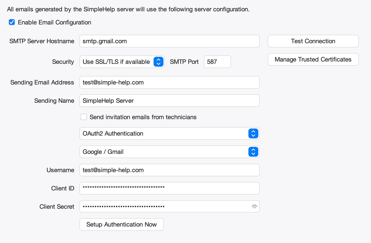 SMTP Screenshot