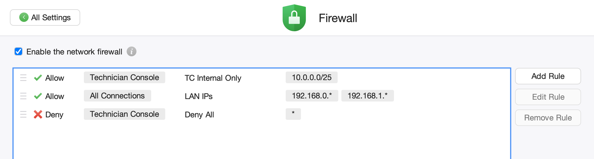 Firewall Screenshot