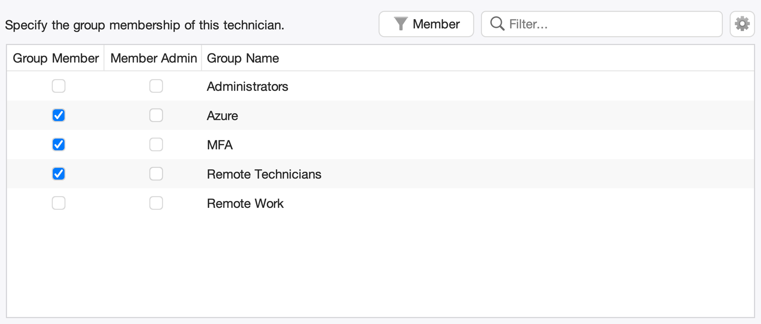 Technicians Section Screenshot