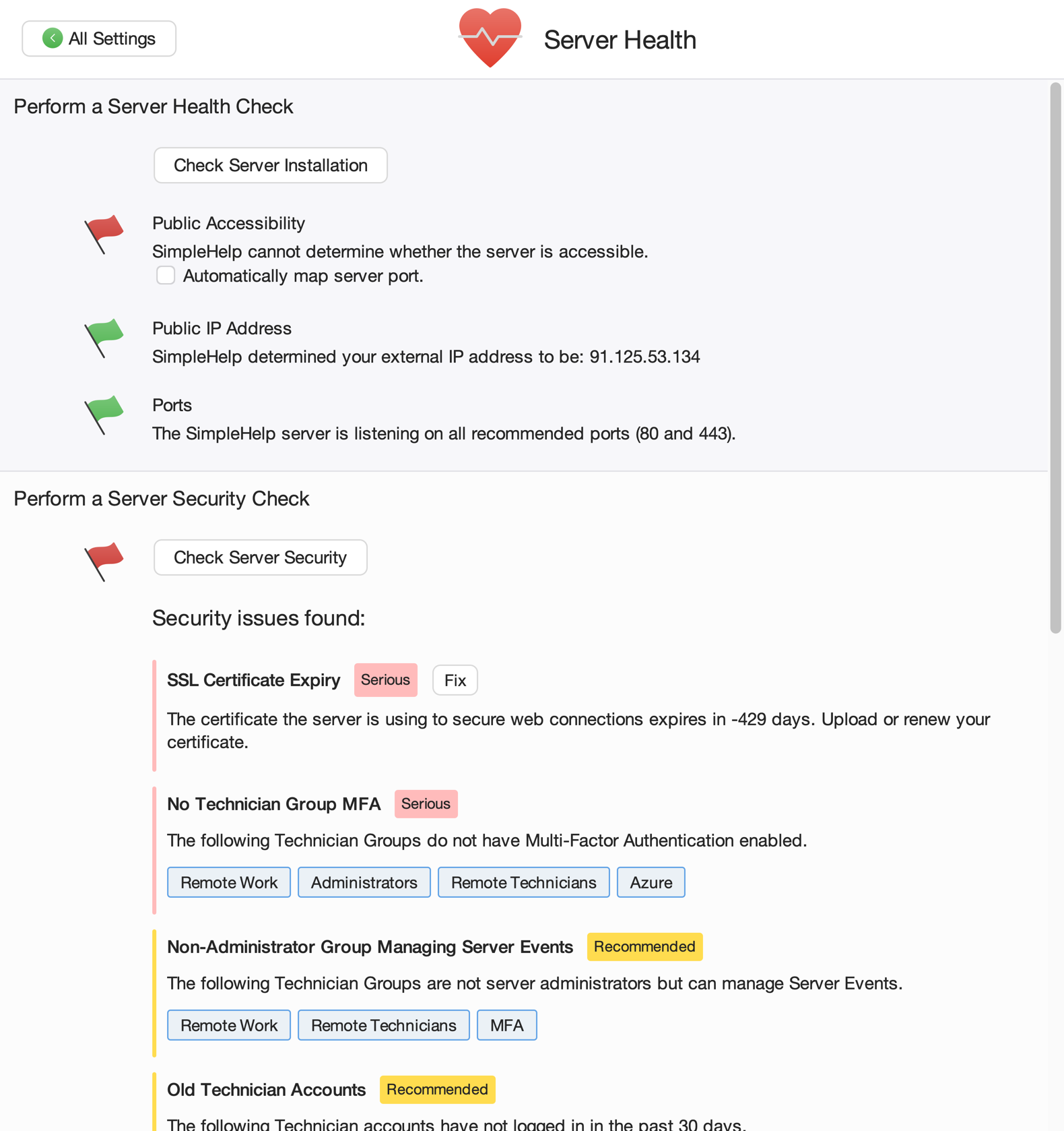 Status Test Screenshot