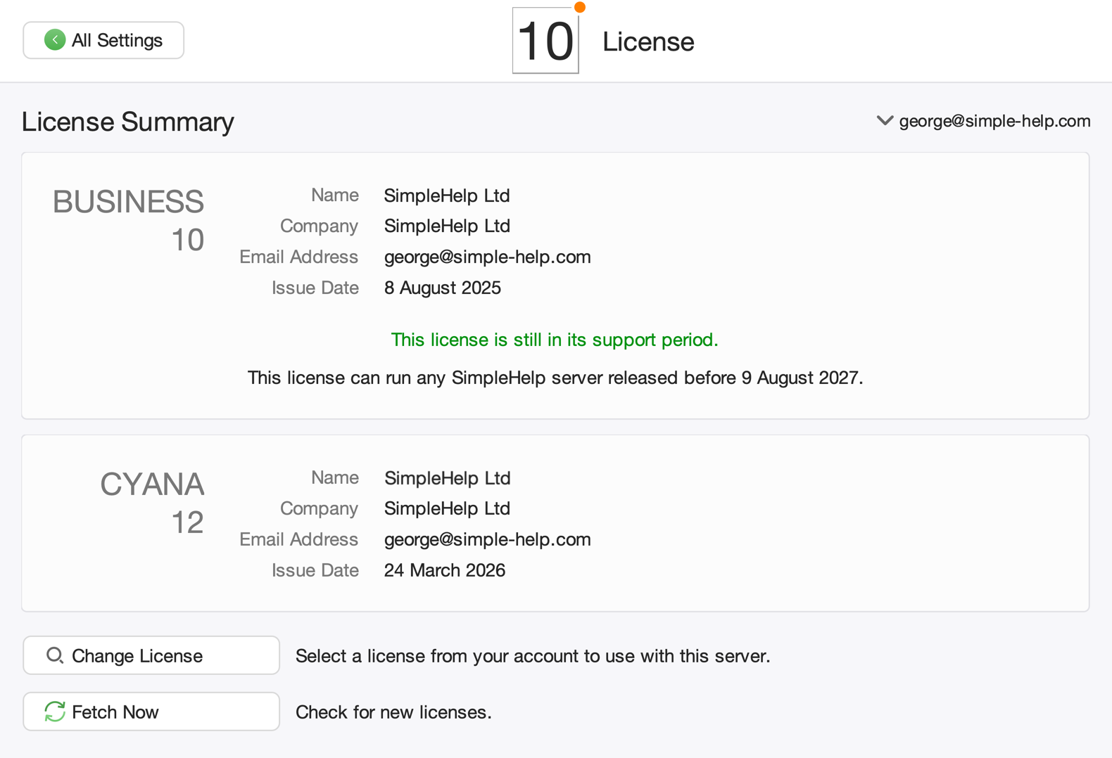 License Screenshot