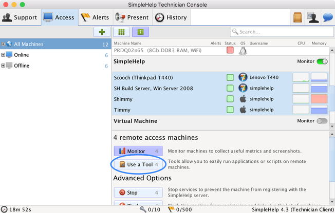 Access Tab Screenshot