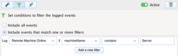 Filter Events Screenshot